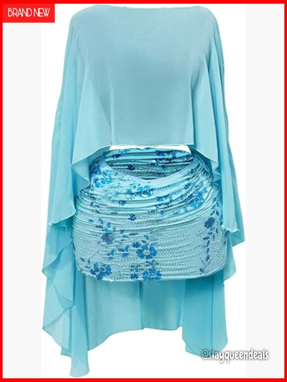 Sheer Chiffon Poncho Top High Low Ruffle Hem Cape Shawl Wrap